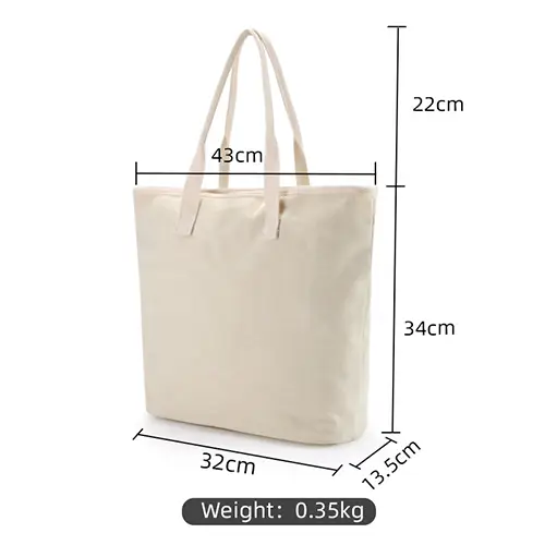 Heavy-Duty Canvas Tote Bag with Zipper Closure and Multiple Compartments